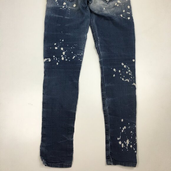 BEBE Medium Wash Bleached Distressed Ripped Knee 5 Pocket Skinny Jeans - Picture 12 of 13
